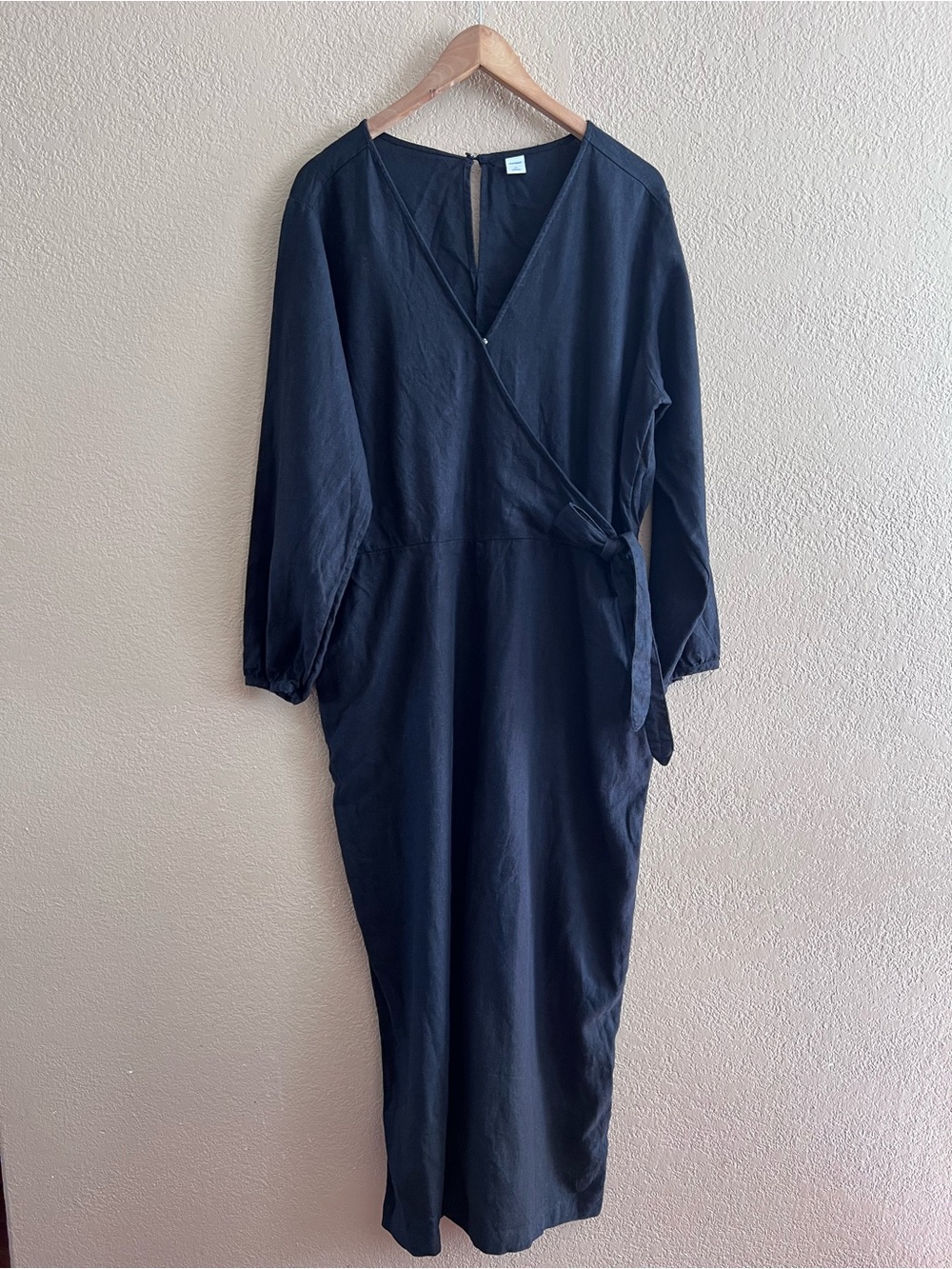Old Navy Black Linen Rayon Jumpersuit Wide Leg Pants Size XL